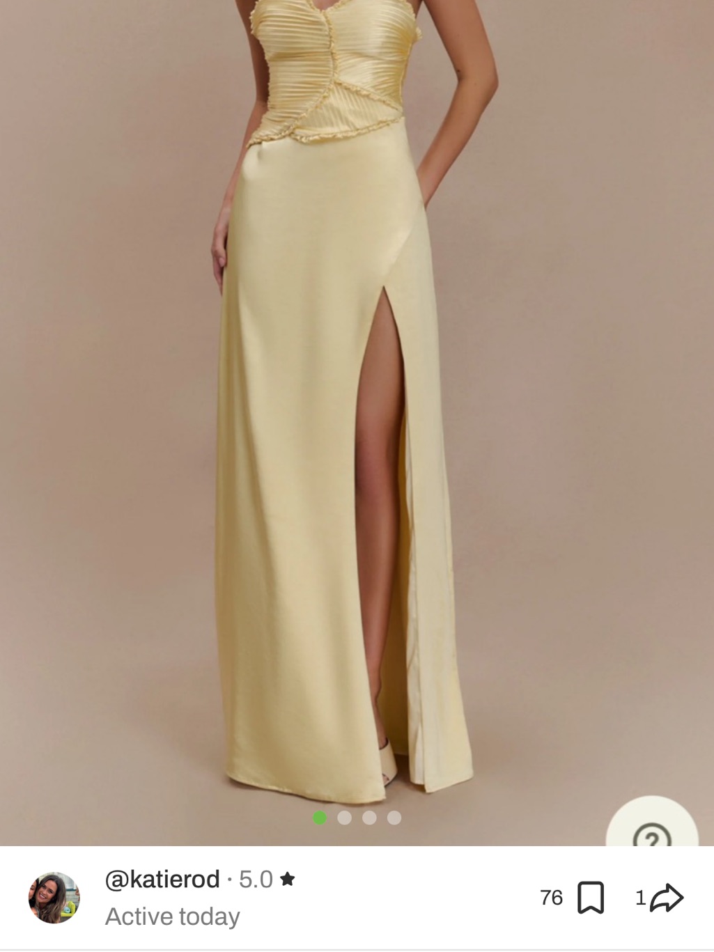 Meshki Pale Yellow High-Slit Maxi Dress